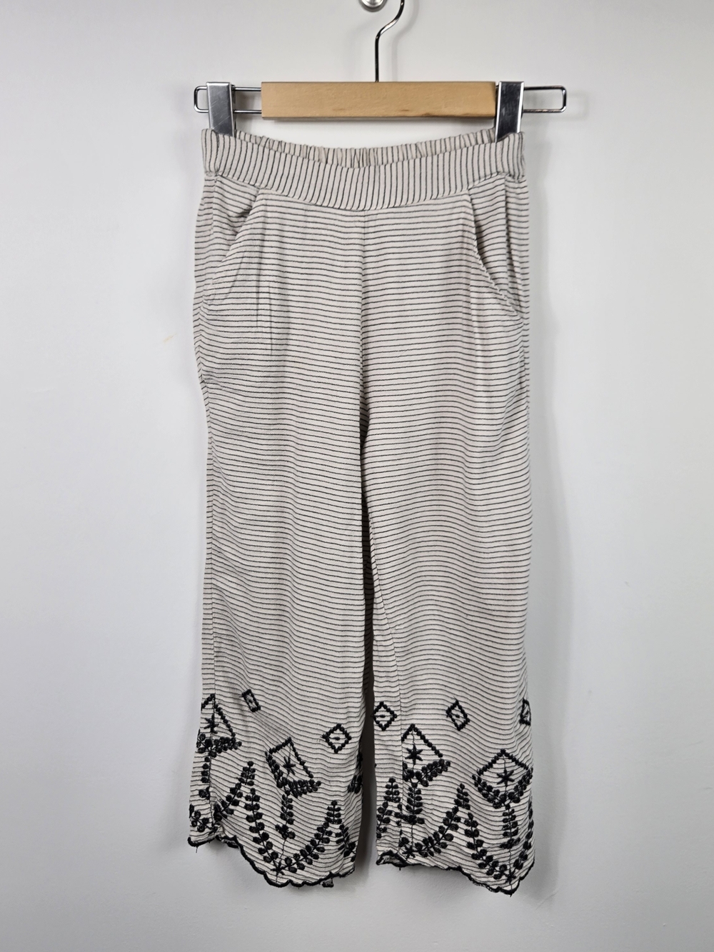 Zara Girls Embroidered Eyelet 2Pc Set Boho Cottagecore Stripe Top 7Y Pants 8Y - Picture 8 of 12